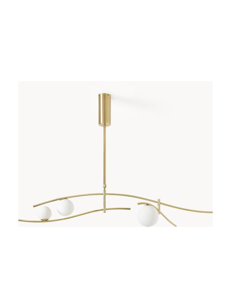 Lampada grande a sospensione Nebo, Paralume: vetro, Struttura: metallo, Dorato, Larg. 120 x Alt. 87 cm