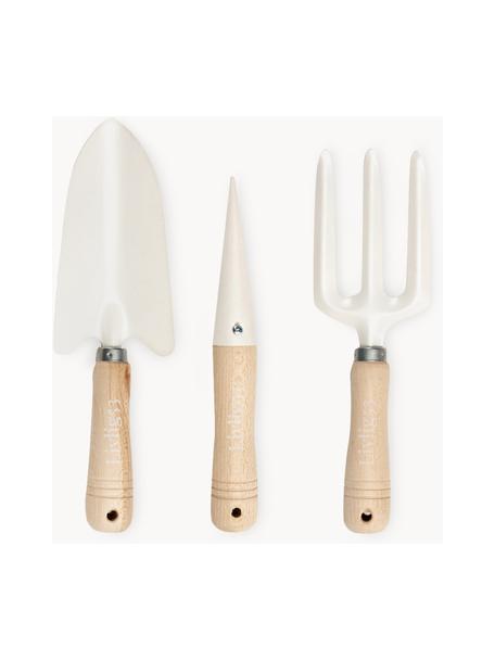 Set de herramientas de jardín Polly, 3 pzas., Asas: madera, Blanco, madera clara, Set de diferentes tamaños