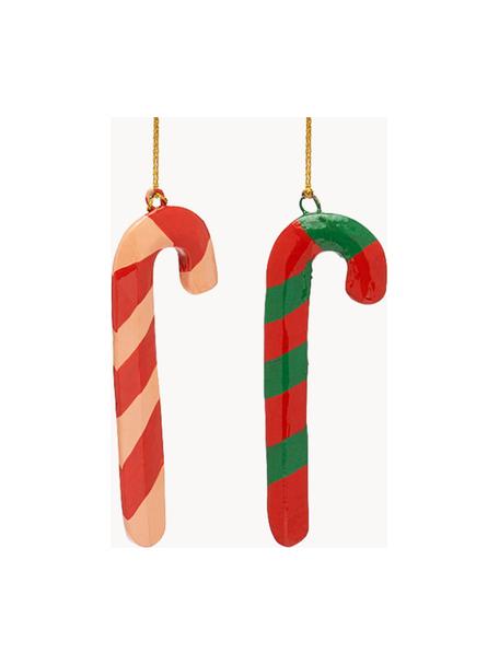 Baumanhänger Candy Cane, 2er-Set, Karton, Pappmaché

Dieses Produkt wird aus nachhaltig gewonnenem, FSC®-zertifiziertem Holz gefertigt., Rot, Dunkelgrün, Peach, B 4 x H 9 cm