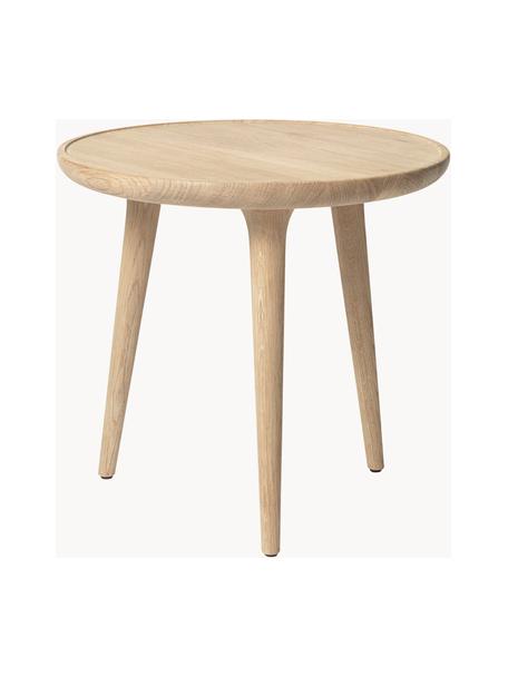 Tavolino rotondo in legno di quercia Accent, fatto a mano, Legno di quercia certificato FSC (Forest Stewardship Council), Legno di quercia chiaro, Ø 45 x Alt. 42 cm