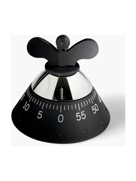 Timer da cucina Happy, Resina termoplastica, Nero, argentato, Ø 11 x Alt. 9 cm