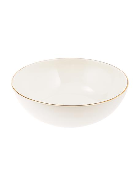 Ręcznie wykonana misa do sałatek Allure, Ceramika, Biały, odcienie złotego, Ø 25 x W 8 cm