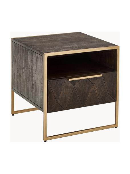 Nachttisch Harry aus massivem Mangoholz, Korpus: Massives Mangoholz, lacki, Mangoholz, Goldfarben, B 45 x H 45 cm