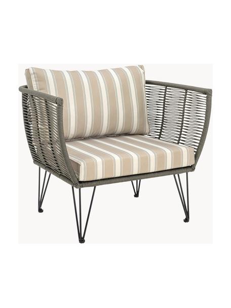 Fauteuil lounge de jardin plastique tressé Mundo, Gris-vert, beige, gris, larg. 87 x prof. 74 cm