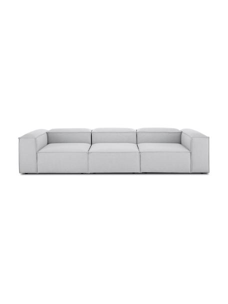 Modulares Sofa Lennon (4-Sitzer) in Hellgrau, Bezug: Polyester Der hochwertige, Gestell: Massives Kiefernholz, FSC, Webstoff Hellgrau, B 327 x T 119 cm