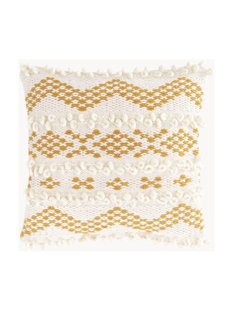 Kissenhülle Paco mit dekorativer Verzierung, 80% Baumwolle, 20% Wolle, Senfgelb, B 45 x L 45 cm