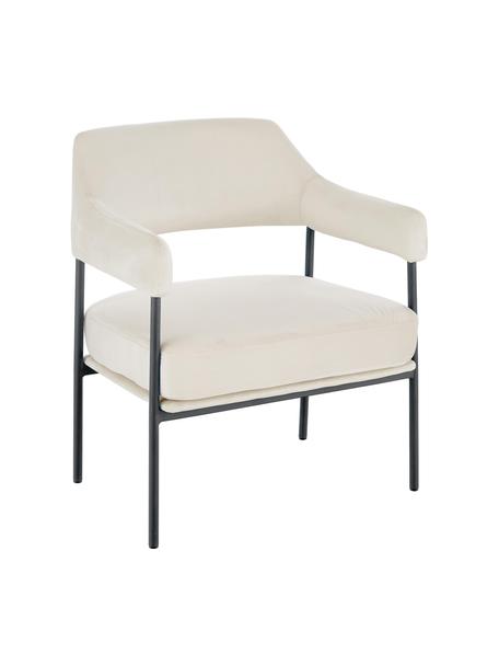 Sedia a poltrona in velluto bianco Zoe, Rivestimento: velluto (poliestere) Il r, Struttura: metallo verniciato a polv, Teddy bianco crema, Larg. 67 x Prof. 66 cm
