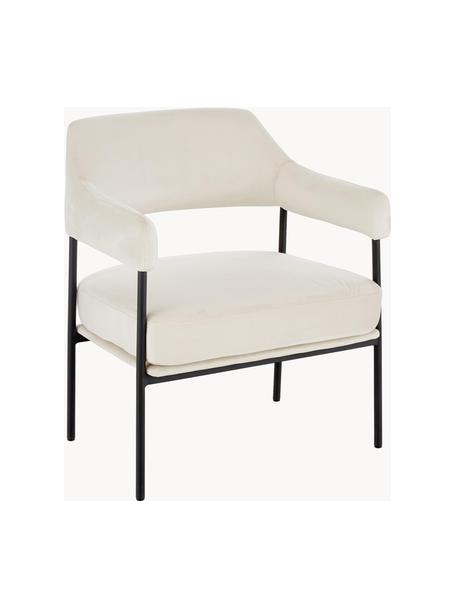 Fauteuil lounge velours blanc Zoe, Peluche blanc crème, larg. 67 x prof. 66 cm