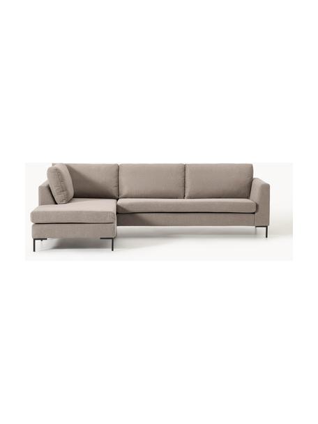 Ecksofa Luna, Bezug: 100 % Polyester Der strap, Gestell: Massives Buchenholz, Schi, Füße: Metall, galvanisiert Das , Webstoff Taupe, B 280 x T 184 cm, Eckteil links