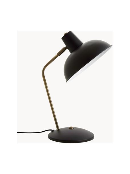 Retro-Schreibtischlampe Hood, Lampenschirm: Metall, lackiert, Lampenfuß: Metall, lackiert, Schwarz, Messingfarben, B 20 x H 38 cm