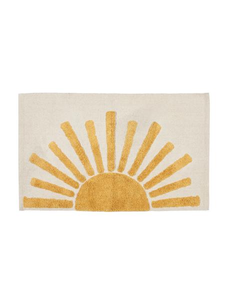 Badmat Sun met hoog-laag structuur, 100% katoen, Beige, geel, B 60 x L 90 cm