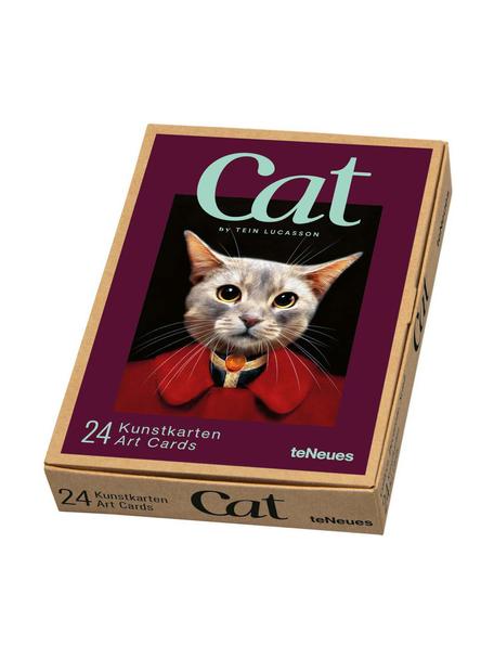 Set de tarjetas Cat, 24 uds., Papel, Multicolor, L 16 x An 11 cm