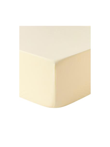 Drap-housse en percale de coton Elsie, Jaune, larg. 90 x long. 200 cm, haut. 25 cm