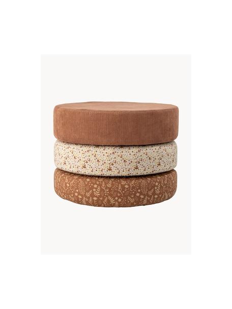 Pouf avec rangement pour enfant Jo, Tissu terracotta, blanc cassé, Ø 43 x haut. 32 cm