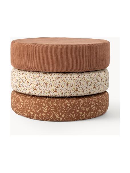 Pouf avec rangement pour enfant Jo, Tissu terracotta, blanc cassé, Ø 43 x haut. 32 cm