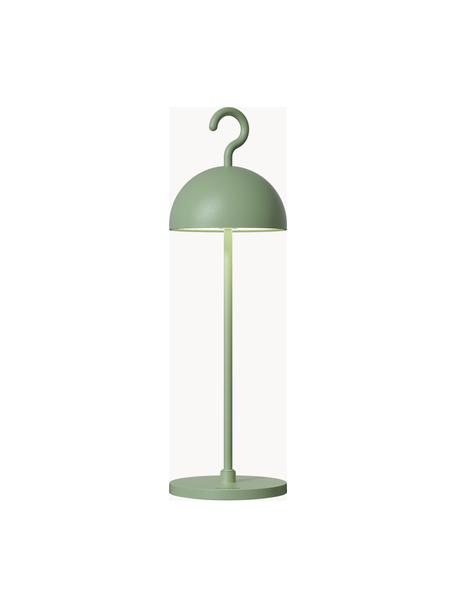 Kleine mobiele LED outdoor tafellamp Hook, dimbaar, Lamp: gecoat aluminium, Saliegroen, Ø 11 x H 36 cm