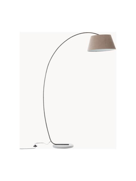 Lámpara arco grande de diseño Brok, Pantalla: franela, Cable: plástico, Gris pardo, gris oscuro, Al 196 cm