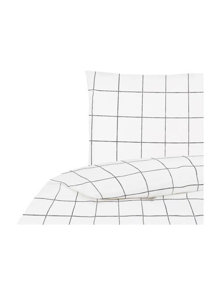 Funda nórdica de percal Juna, Blanco y negro a cuadros, Cama 90 cm (150 x 220 cm)