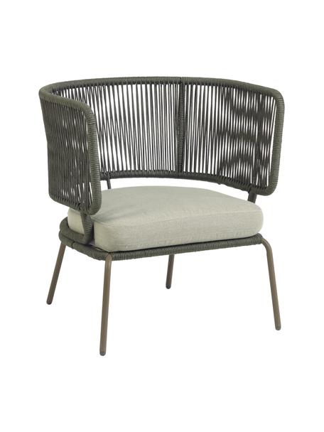 Fauteuil lounge de jardin corde tressée Nadin, Gris-vert, larg. 74 x prof. 65 cm