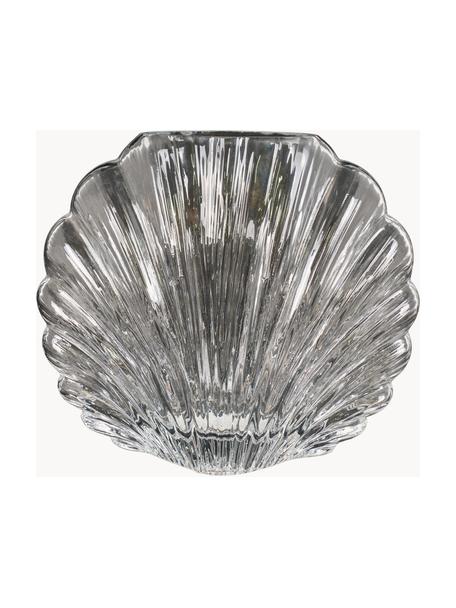 Ručne fúkaná váza v tvare mušle Shelby, Fúkané sklo, Priehľadná, Š 20 x V 17 cm