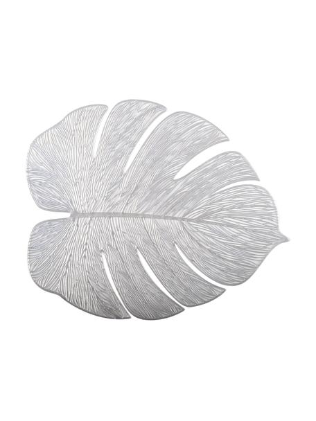 Kunststoff-Tischsets Leaf in Silber, 2 Stück, Kunstfaser, Silberfarben, B 40 x L 33 cm
