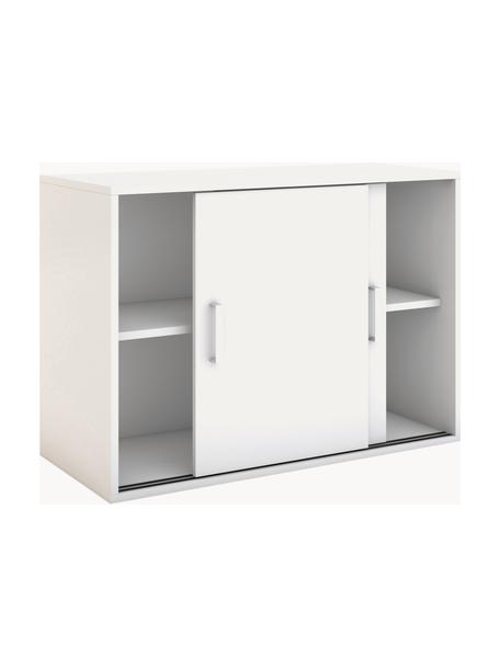 Holz-Büroschrank Allvia mit Schiebetüren, Korpus: Spanplatte, melaminharzbe, Griffe: Metall, pulverbeschichtet, Weiß, B 100 x H 74 cm