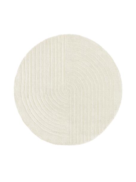 Rond wollen vloerkleed Mason, handgetuft, Bovenzijde: 100% wol, Onderzijde: 100% katoen Bij wollen vl, Crèmewit, Ø 120 cm (maat S)