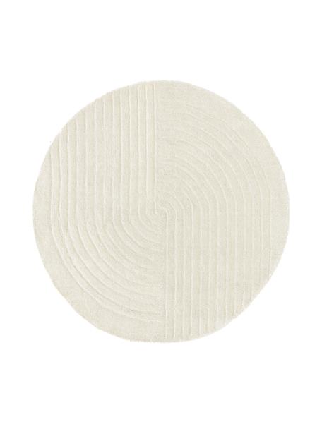 Tapis rond laine tufté main Mason, Blanc crème, Ø 120 cm (taille S)