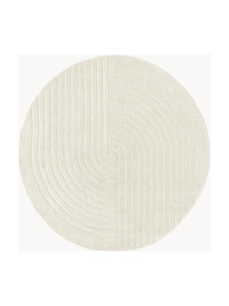 Rond wollen vloerkleed Mason, handgetuft, Bovenzijde: 100% wol, Onderzijde: 100% katoen Bij wollen vl, Crèmewit, Ø 120 cm (maat S)