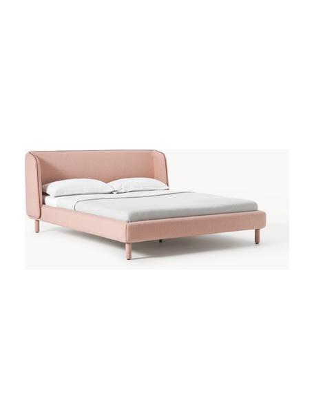 Cama tapizada Luma, con cabecero, Tapizado: 100% poliéster Alta resis, Estructura: madera contrachapada, Patas: metal, poliéster Este pro, Tejido rosa palo, An 140 x L 200 cm