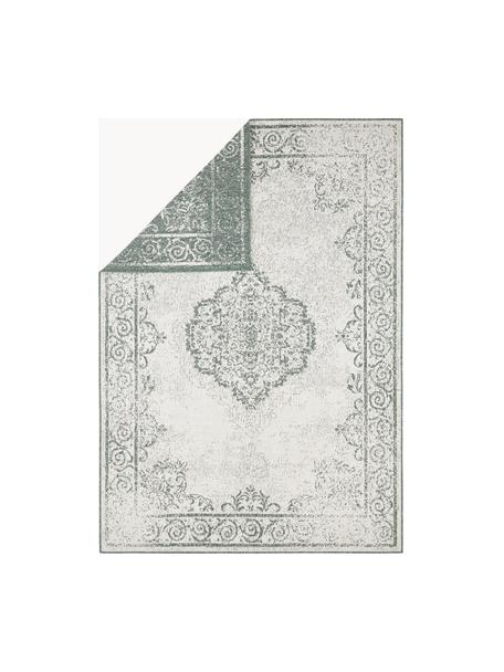 Tapis réversible intérieur-extérieur aspect vintage vert/crème Cebu, 100 % polypropylène, Vert sauge, blanc cassé, larg. 80 x long. 150 cm (taille XS)