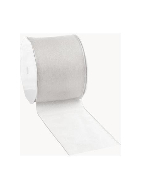 Ruban cadeau avec fil de fer Anzo, 98 % nylon, 2 % fil de fer, nickelé, Couleur argentée, larg. 7 cm x long. 2 m