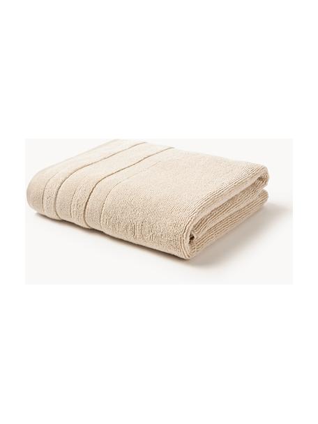 Handtuch Luxe mit Streifenbordüre, in verschiedenen Grössen, Hellbeige, Badetuch, B 100 x L 150 cm