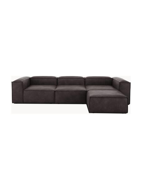 Modulárna pohovka s taburetkou z recyklovanej kože Lennon (4-miestna), Koža sivobéžová, Š 327 x H 207 cm