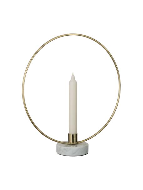 Svietnik Golden Ring, Odtiene zlatej, biela, mramorovaná, Š 28 , V 30 cm