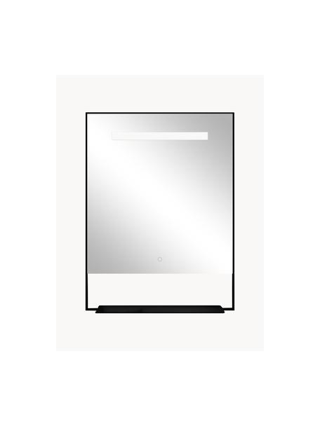 Specchio da parete con illuminazione a LED Castore Ghost, diverse misure, Cornice: metallo verniciato, Superficie dello specchio: vetro a specchio, Nero, Larg. 60 x Alt. 80 cm