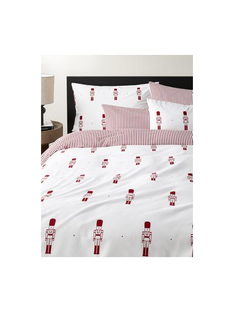 Funda nórdica doble cara de franela invernal Noan, Rojo, blanco, Cama 150/160 cm (240 x 220 cm)
