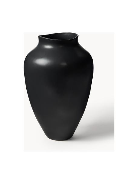 Handgefertigte Vase Latona, H 41 cm, Steingut, Schwarz, matt, Ø 27 x H 41 cm