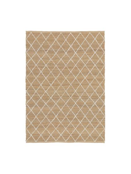 Alfombra artesanal de yute Kunu, 100% yute, Marrón, blanco, An 200 x L 300 cm(Tamaño L)
