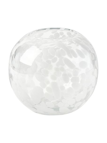Mundgeblasene Vase Leopard mit Tupfen-Muster, Glas, mundgeblasen, Transparent, Weiß, Ø 20 x H 18 cm