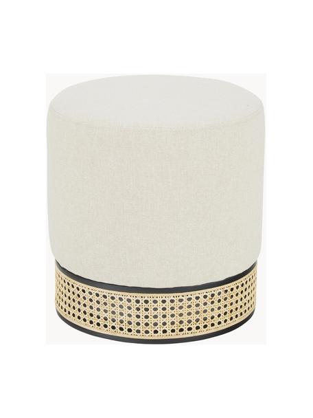 Hocker Mara mit Wiener Geflecht, Bezug: Polyester Der hochwertige, Rahmen: Sperrholz, Fuß: Massives Birkenholz, Ratt, Webstoff Hellbeige, Ø 37 x H 39 cm