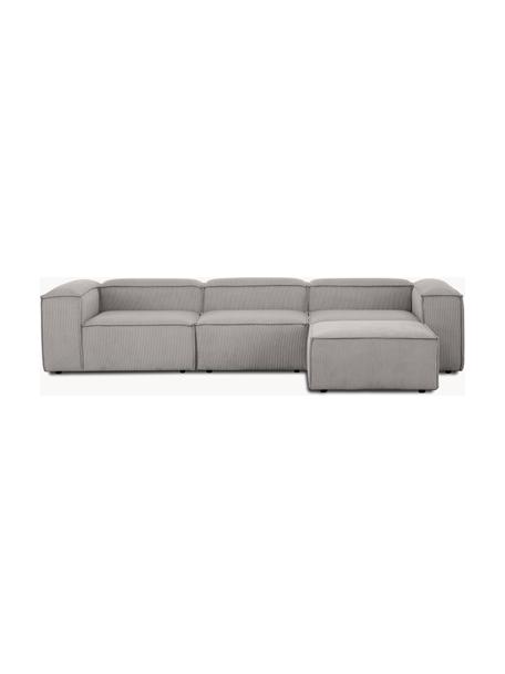 Modulárna pohovka z menčestru s taburetkou Lennon (4-miesta), Menčestrová sivá, Š 327 x H 207 cm