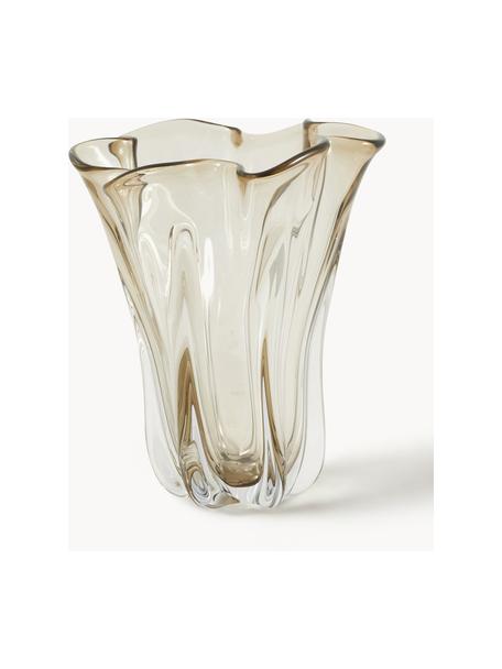 Sklenená váza Komnio, V 27 cm, Sklo, Svetlohnedá, priehľadná, Ø 22 x V 27 cm