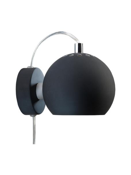 Aplique Ball, con enchufe, Pantalla: metal pintado, Cable: plástico, Negro, F 15 x Al 12 cm