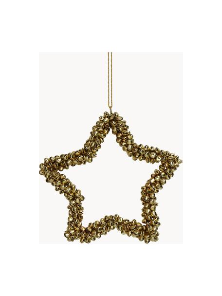 Adorno navideño con cascabeles Star, Metal recubierto, Dorado, An 16 x Al 16 cm