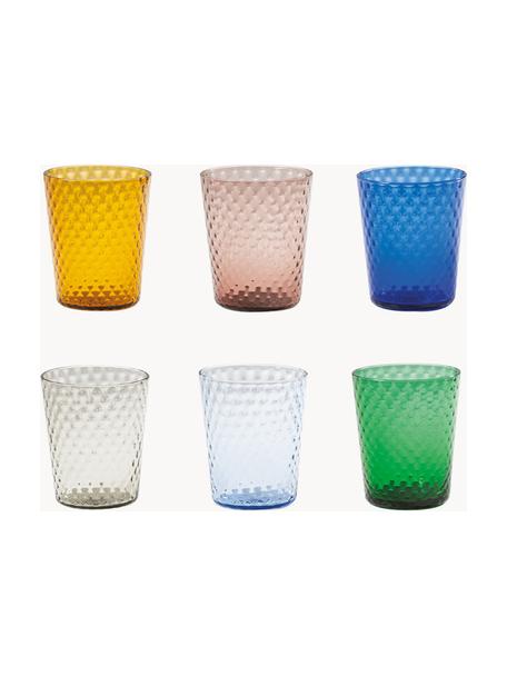 Handgefertigte Wassergläser Veneziano, 6er-Set, Glas, Bunt, Ø 8 x H 10 cm, 330 ml