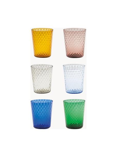 Handgefertigte Wassergläser Veneziano, 6er-Set, Glas, Bunt, Ø 8 x H 10 cm, 330 ml