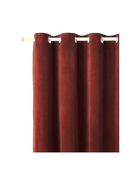 Cortinas opacas de terciopelo Rush, 2 uds., 100 % poliéster (reciclado), Terciopelo color vino, An 135 x L 260 cm