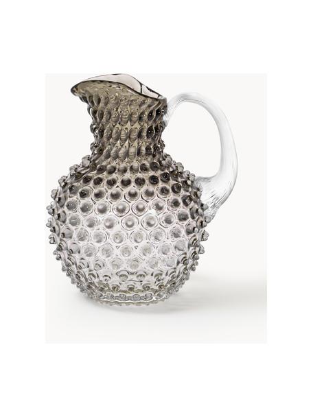 Mundgeblasener Krug Hobnail, 2 L, Glas, mundgeblasen, Transparent, Greige, 2 L