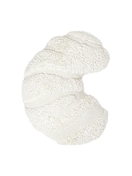 Cuscino boho organico con dettagli trapuntati Laerke, Bianco crema, Larg. 40 cm